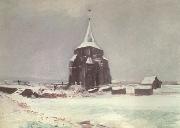Vincent Van Gogh The old Cemetery Tower at Nuenen in thte Snow (nn040 oil painting on canvas